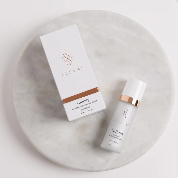 Box and bottle of Enfinity Exosome Serum by Elevai