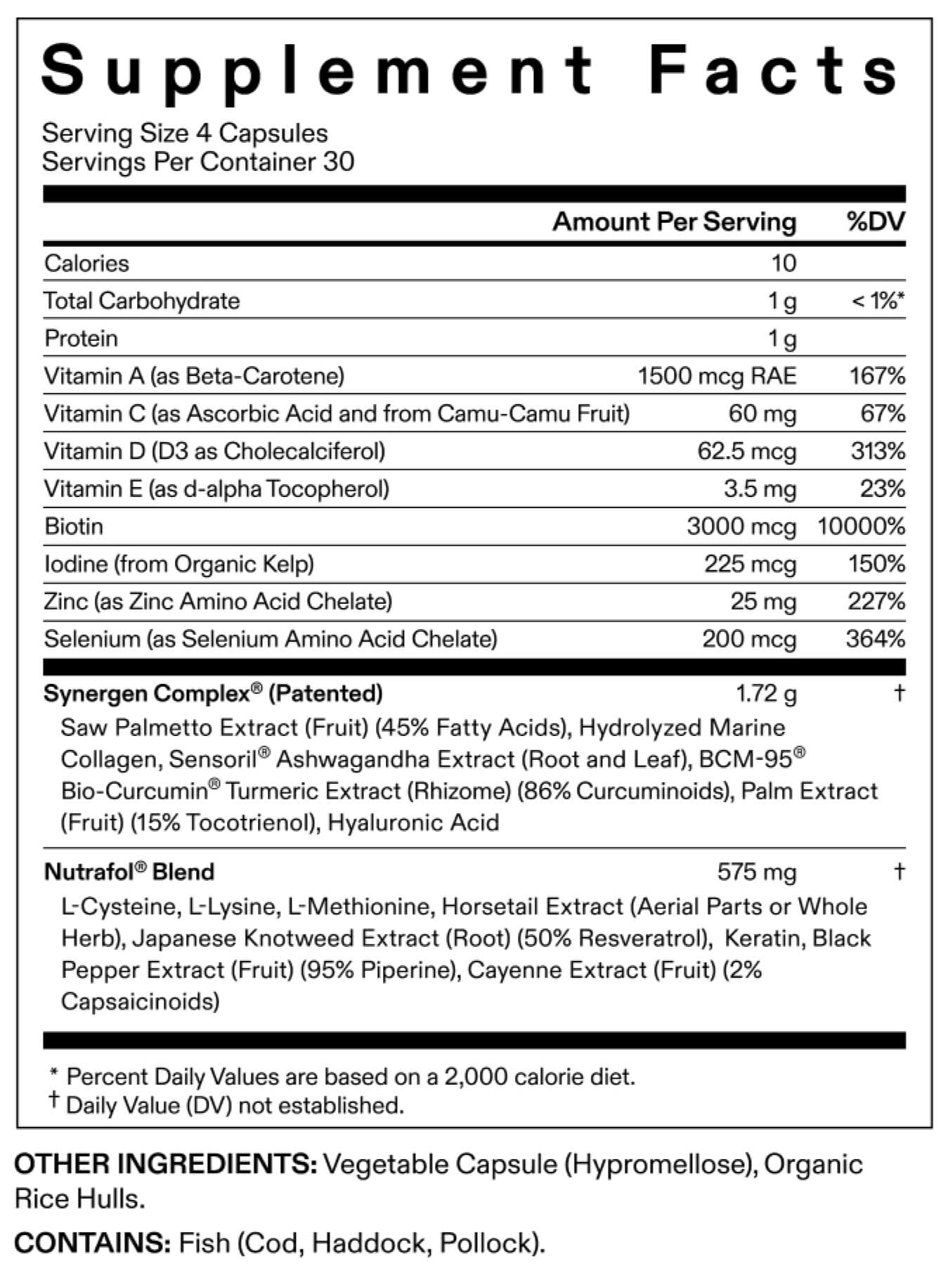 Nutrafol Men's Growth Pack Nutrition Facts