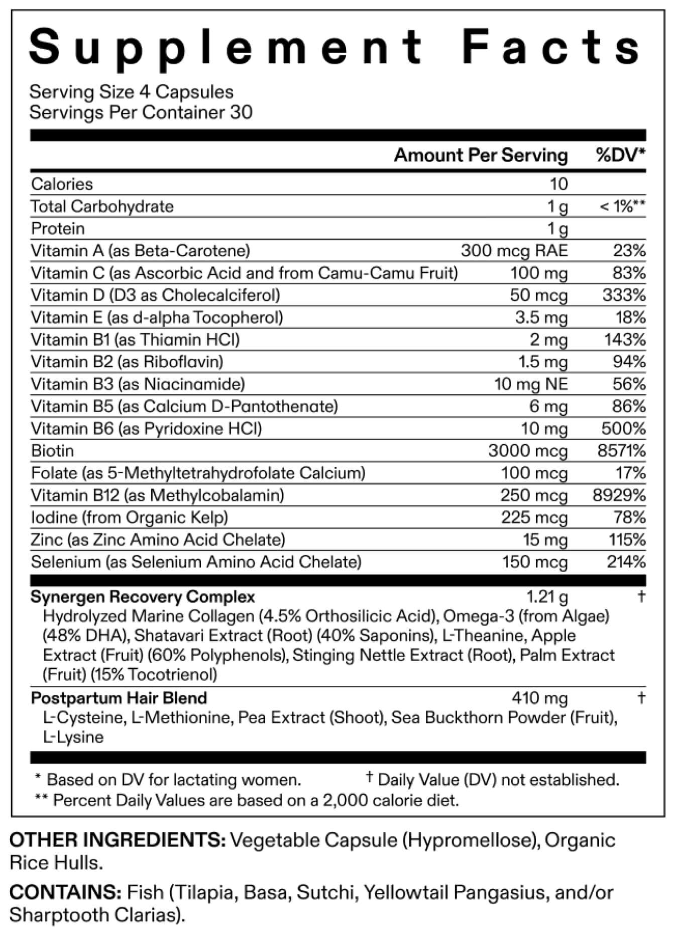 Nutrafol Postpartum Hair Growth Pack Nutrition Facts