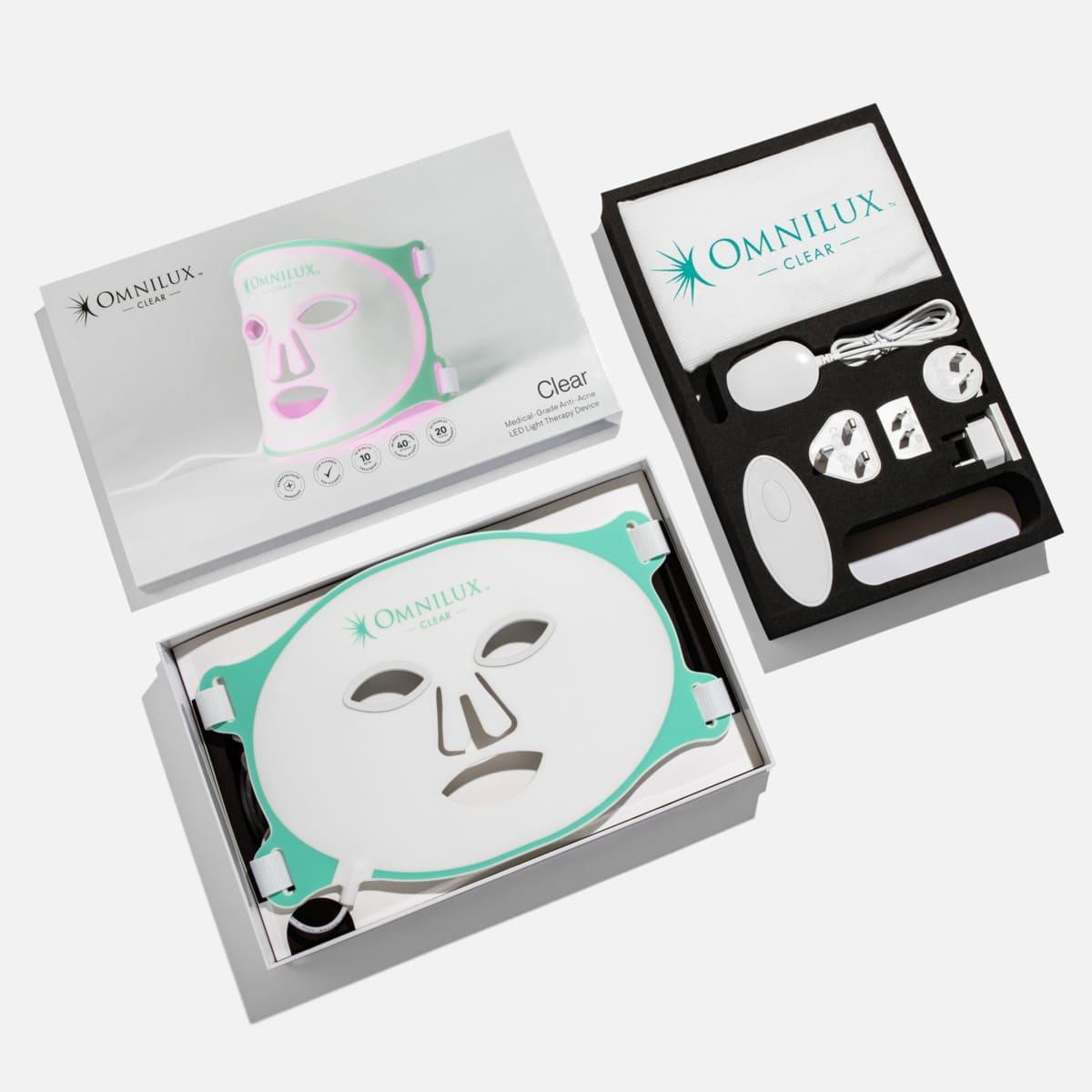 What's in the box of a Omnilux Clear LED Face Mask 