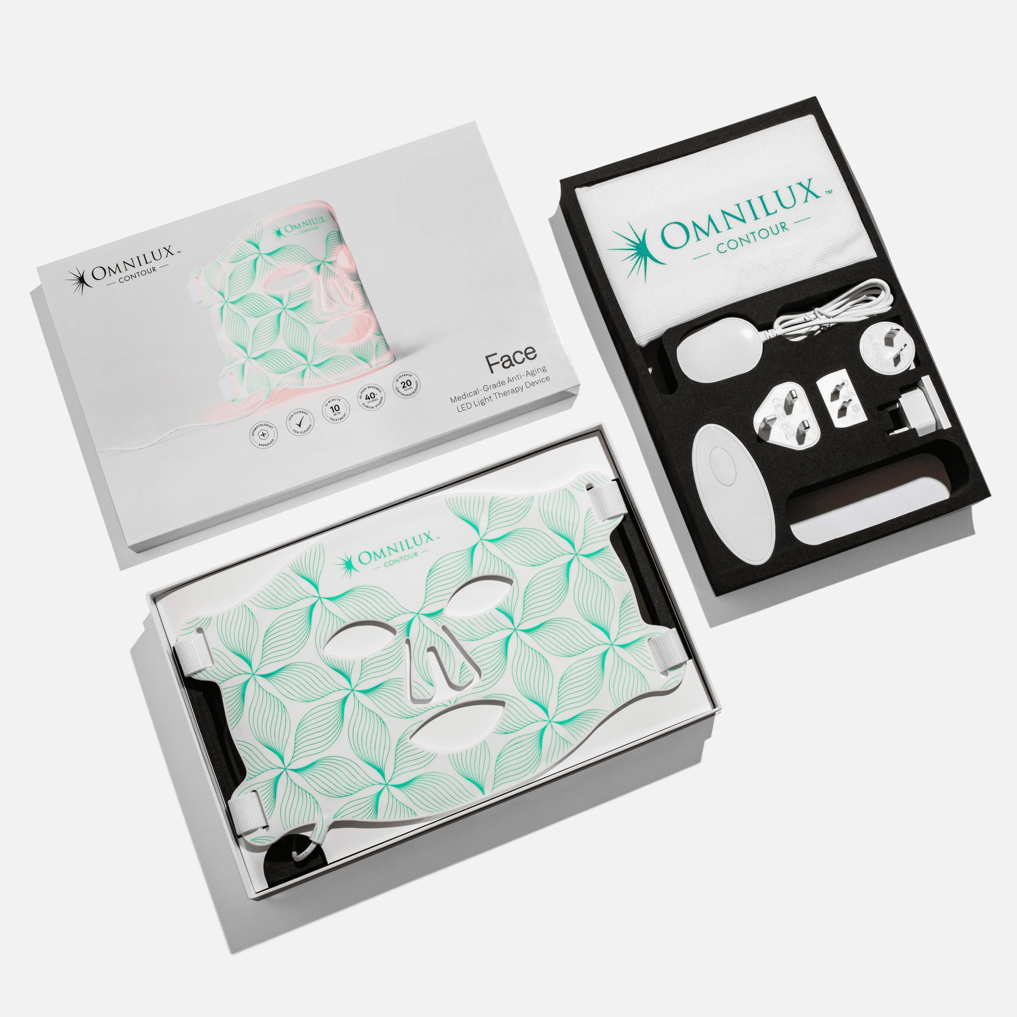 Box contents of Omnilux Contour LED Face Mask